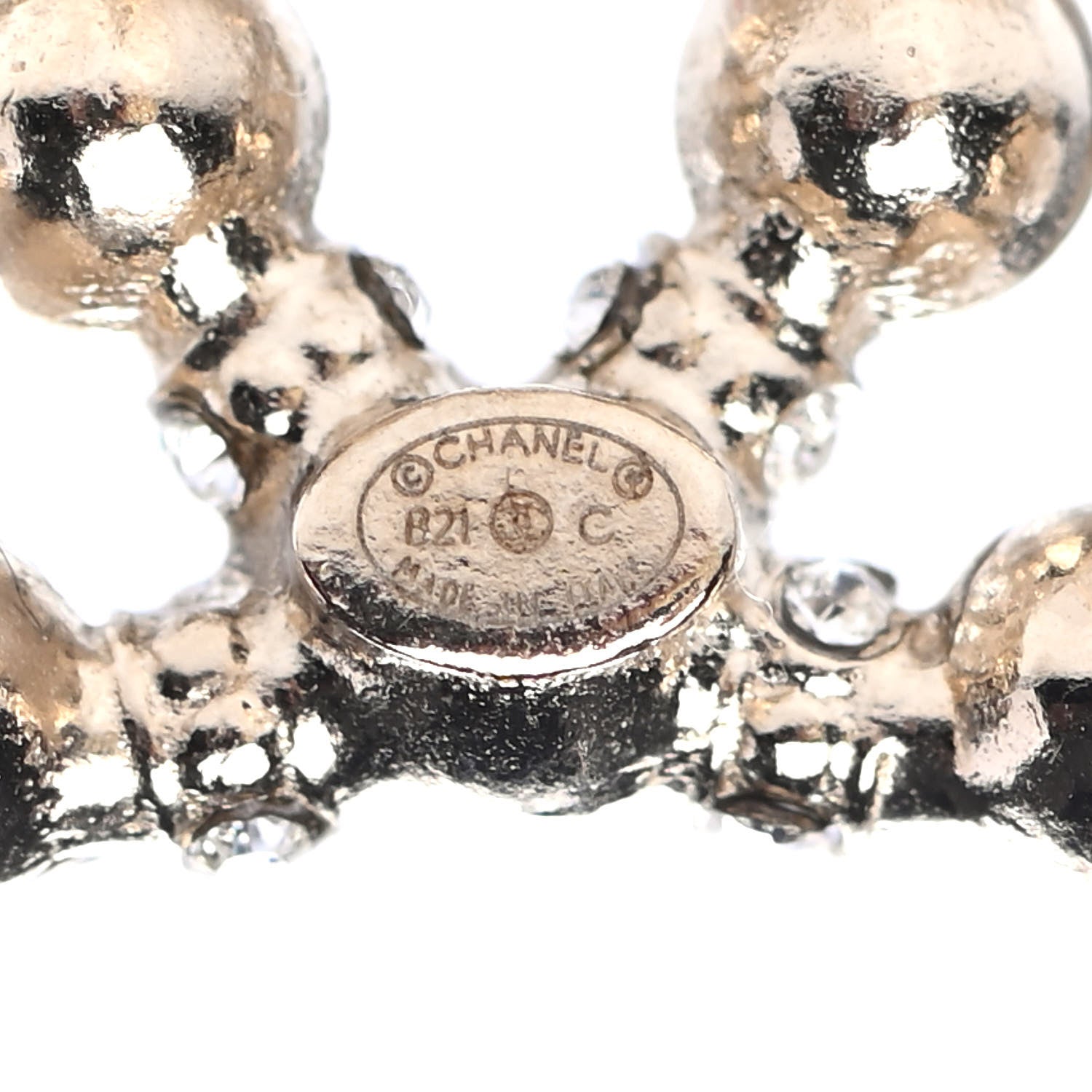 Chanel Pearl Crystal Nefertiti CC Earrings Gold 5 of 6