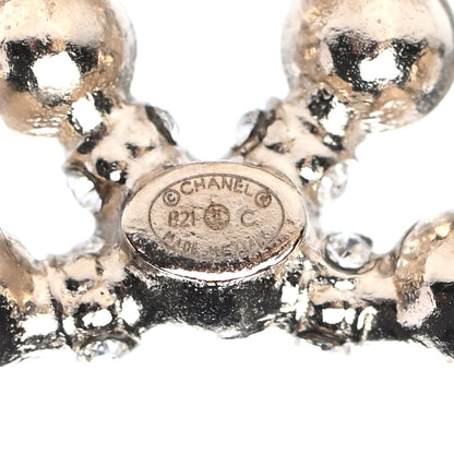 Chanel Pearl Crystal Nefertiti CC Earrings Gold 5 of 6