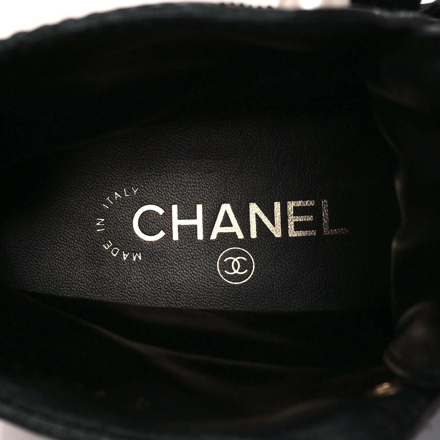Chanel Shiny Calfskin Velvet Pearl Combat Short Boots 39.5 Black 8 of 10