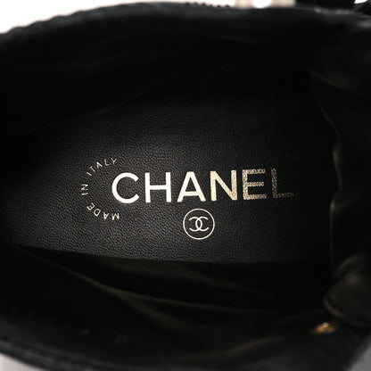 Chanel Shiny Calfskin Velvet Pearl Combat Short Boots 39.5 Black 8 of 10