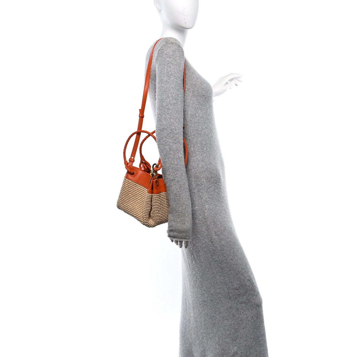 Bottega Veneta Raffia Nappa Small Parachute Shoulder Bag Natural Burned Orange 2 of 10