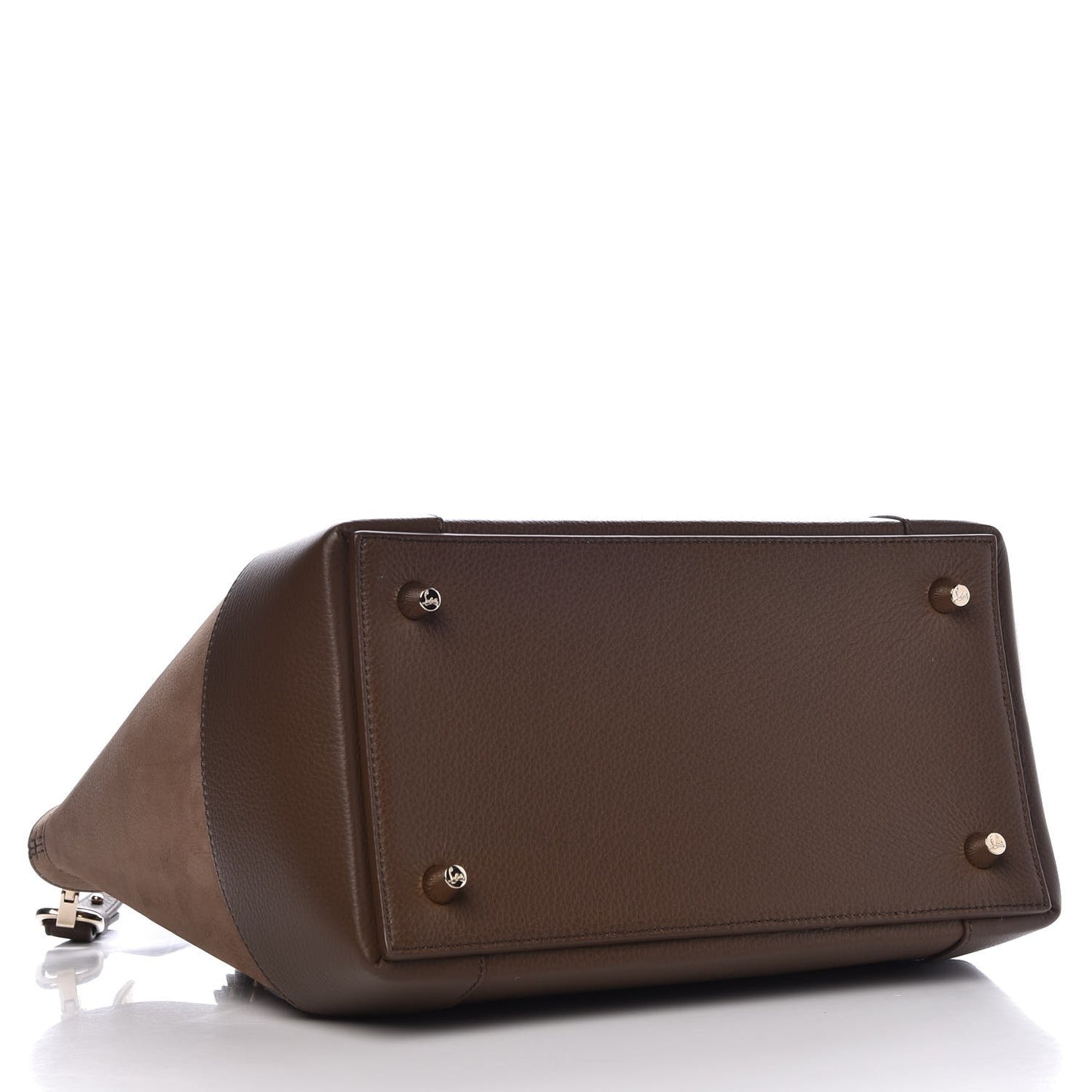 Suede Grained Calfskin Studded Large Eloise Satchel Brown