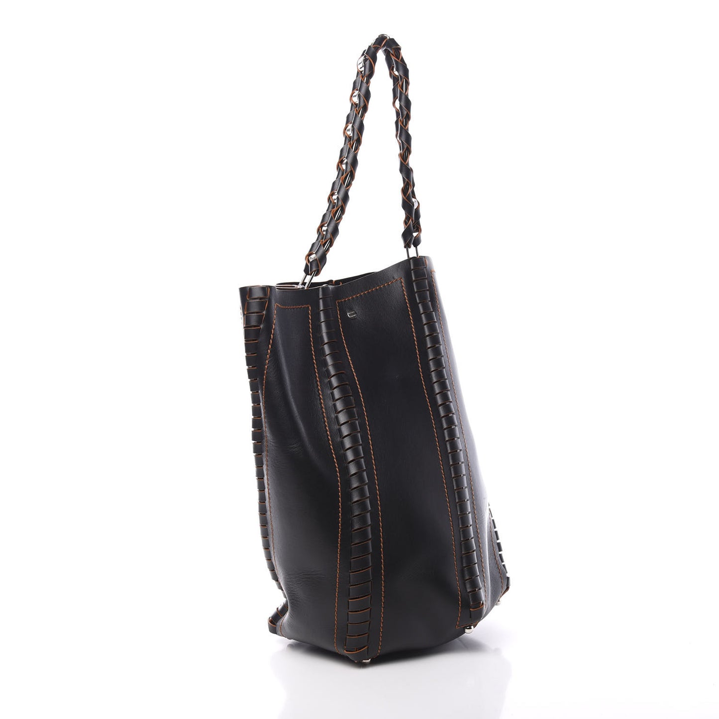 Calfskin Large Hex Bucket Black