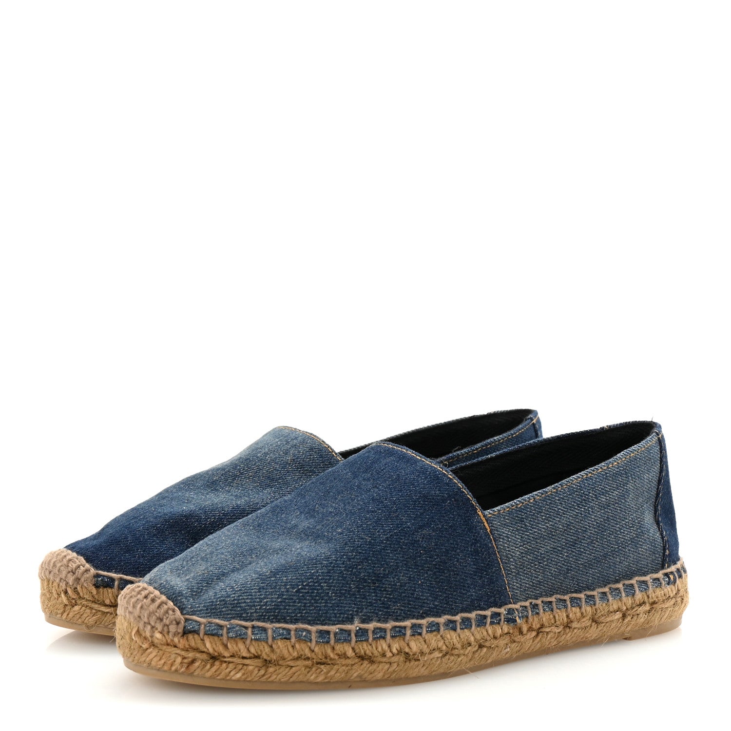 Saint Laurent Denim Logo Embroidered Espadrilles 37.5 Deep Blue 4 of 10