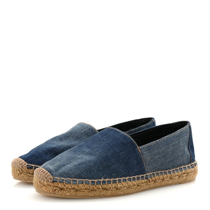 Saint Laurent Denim Logo Embroidered Espadrilles 37.5 Deep Blue 4 of 10