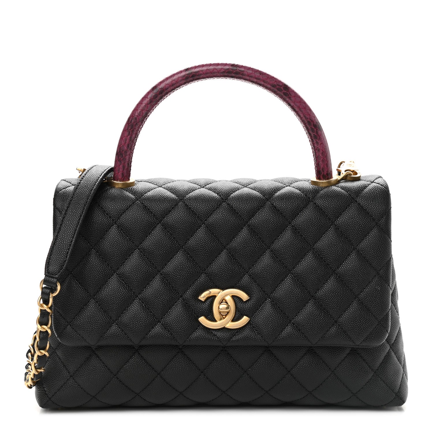 Chanel Caviar Lizard Quilted Small Coco Handle Flap Black 1 of 9