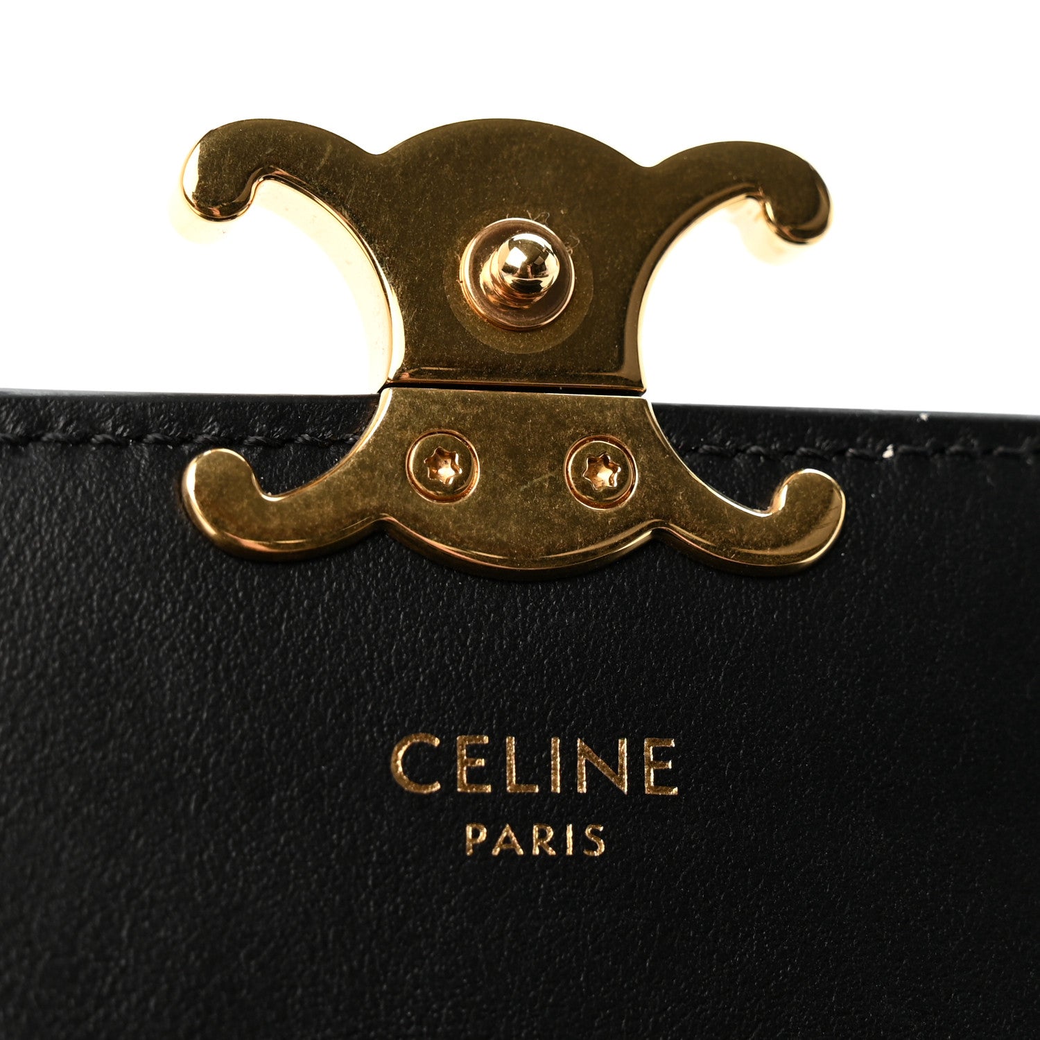 Celine Shiny Calfskin Triomphe Flap Card Holder Black 6 of 9
