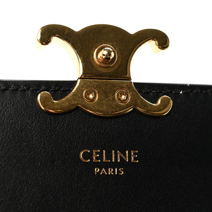 Celine Shiny Calfskin Triomphe Flap Card Holder Black 6 of 9