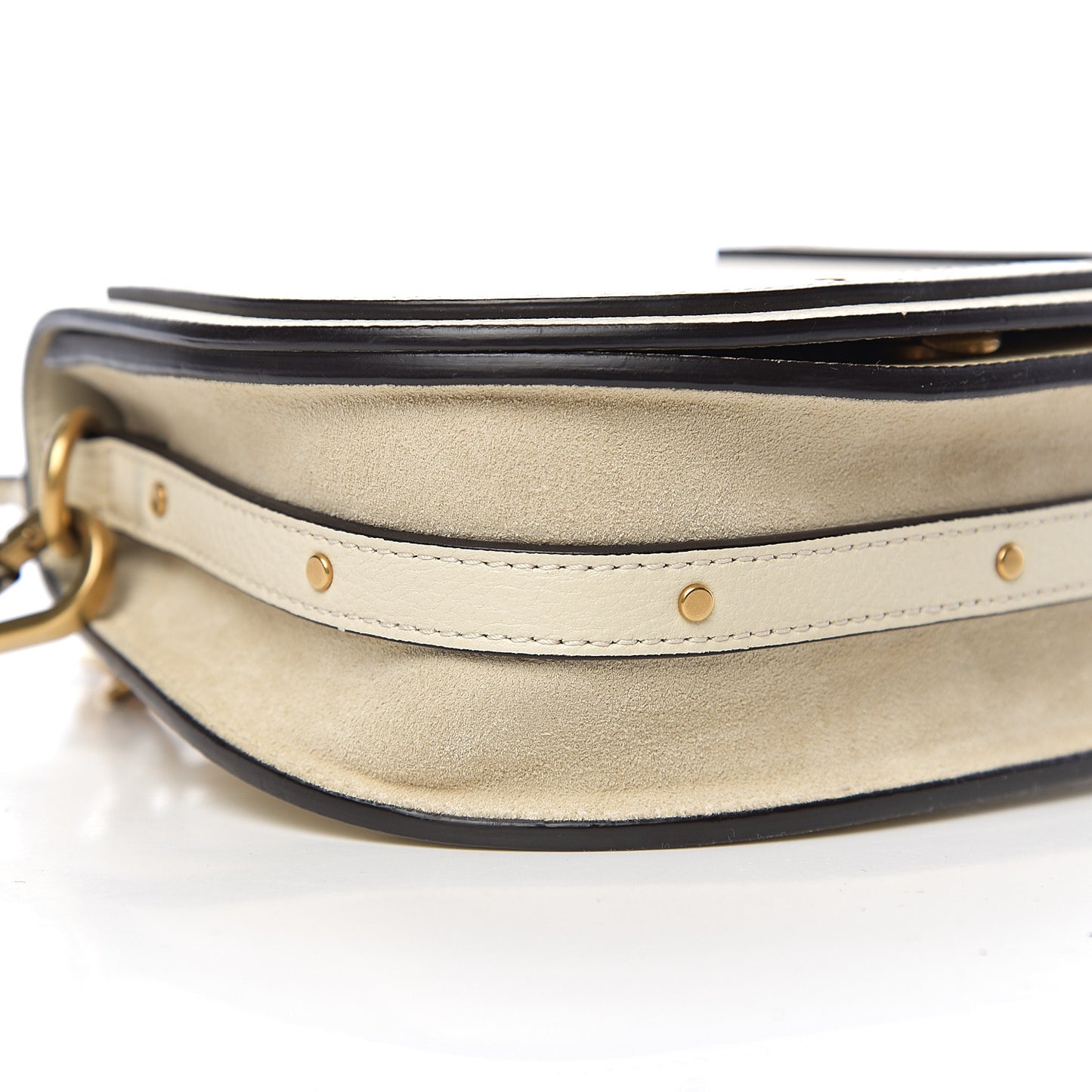Calfskin Suede Small Nile Bracelet Bag Off White