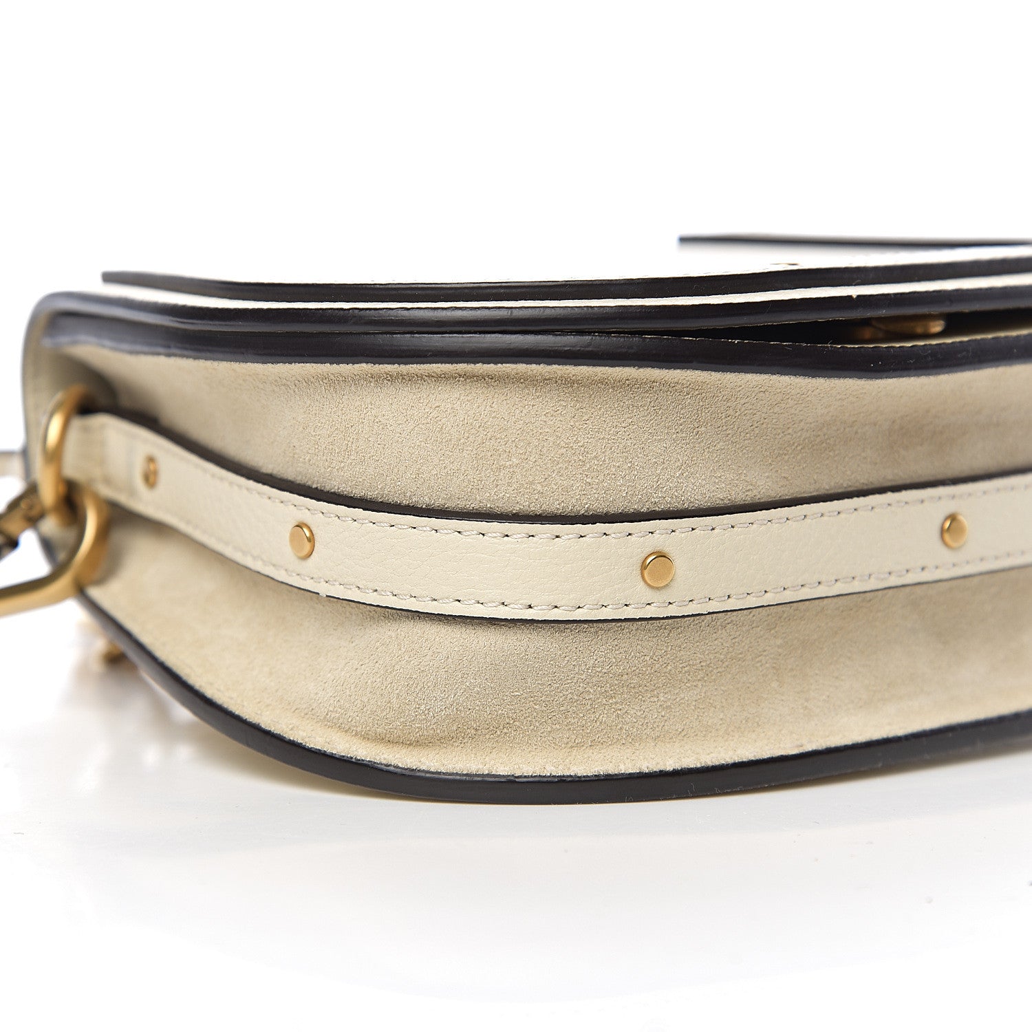 Chloe Calfskin Suede Small Nile Bracelet Bag Off White 6 of 8