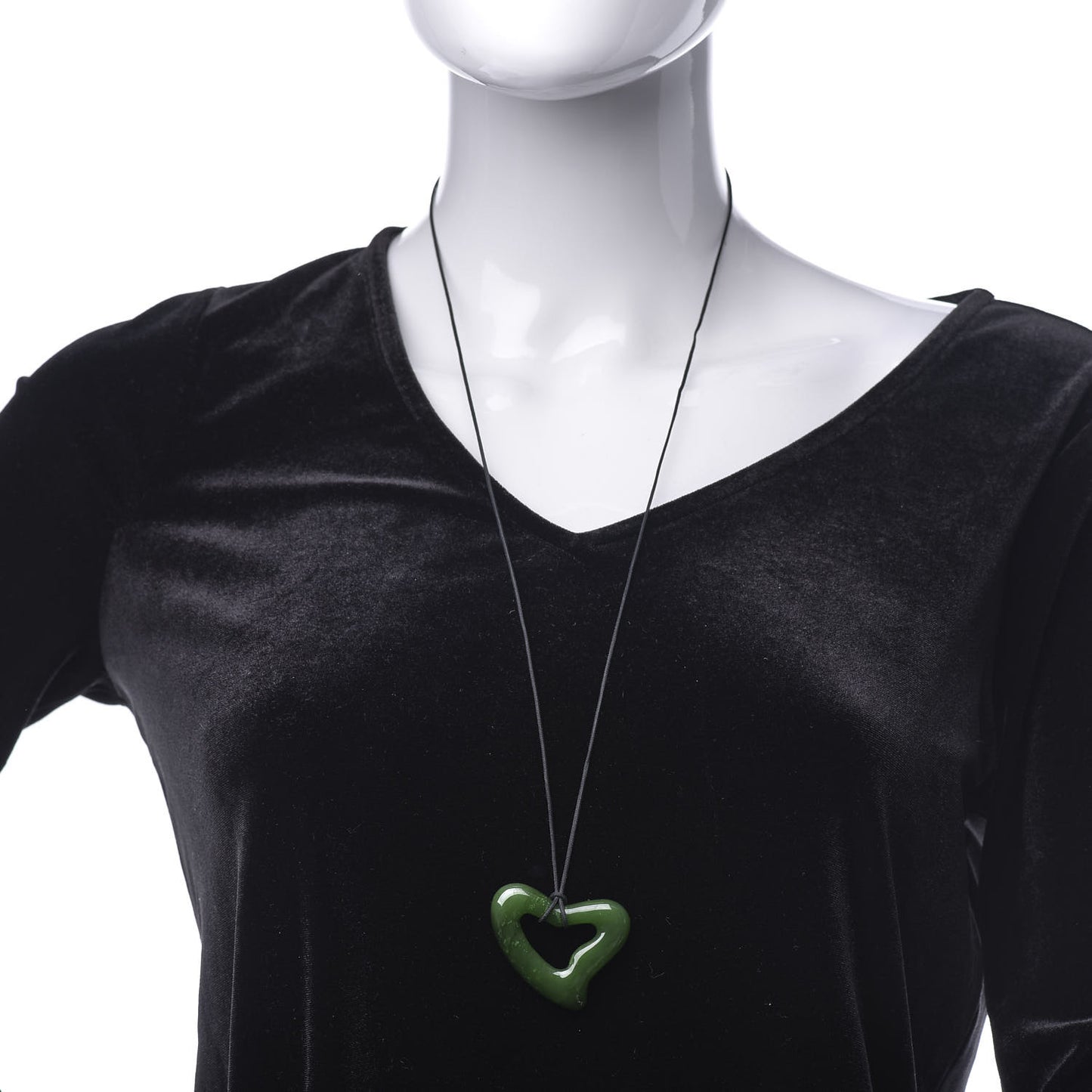 Jade Open Heart Elsa Peretti Pendant Cord Necklace