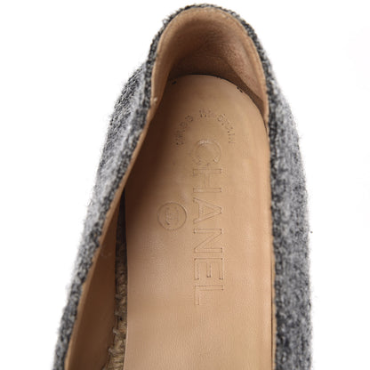 Chanel Tweed Velvet CC Espadrilles 36 Grey Black 11 of 12