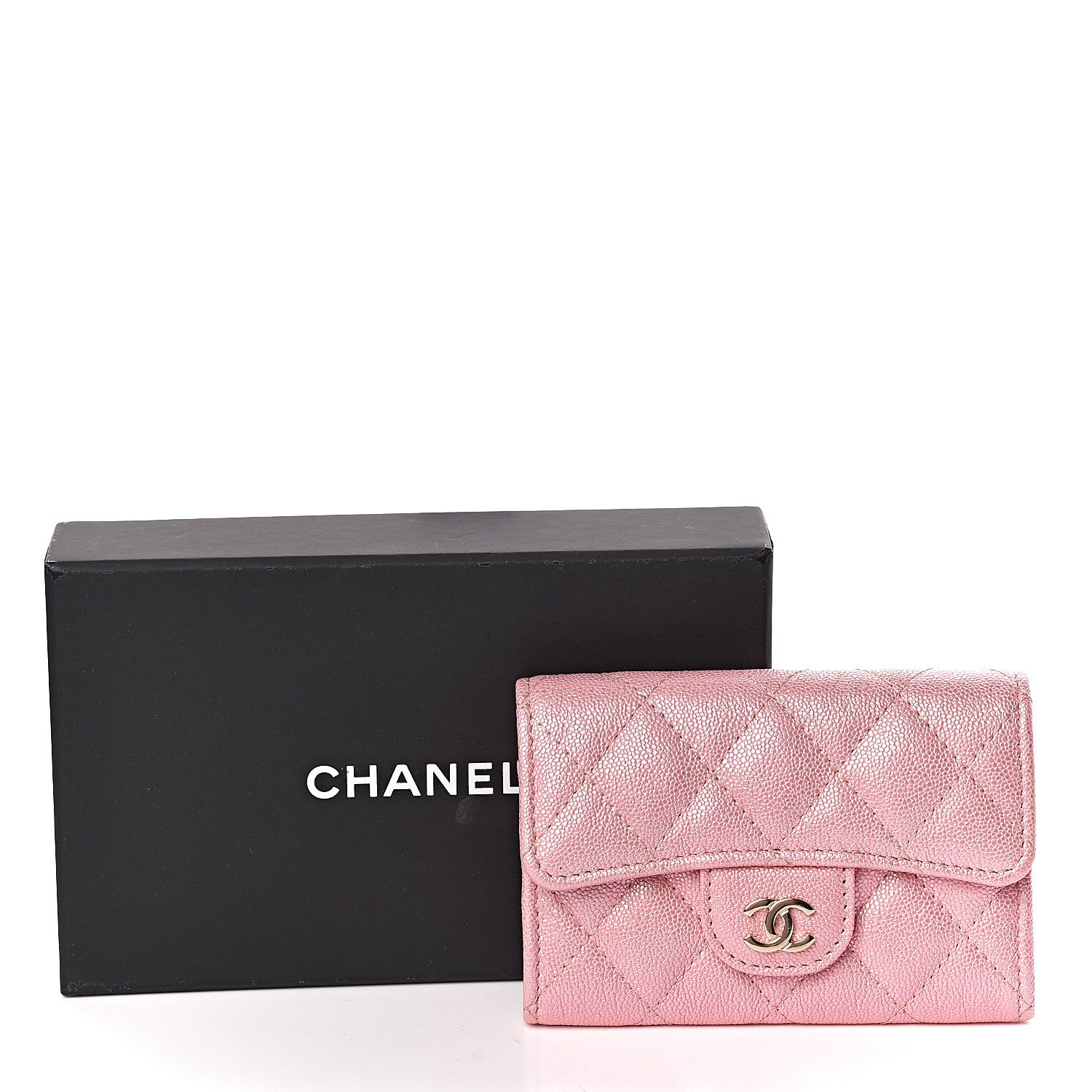Chanel Iridescent Caviar Quilted Flap Card Holder Rose Pink 9 of 9