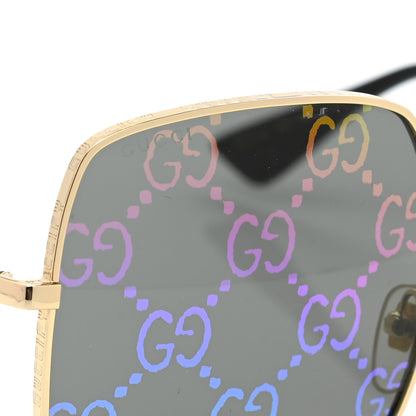 Gucci Metal Rectangular Frame Sunglasses GG0414S Gold Multicolor 7 of 8
