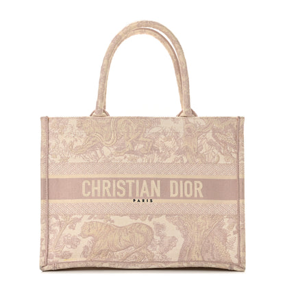 Christian Dior Canvas Toile De Jouy Embroidered Medium Book Tote Pink 1 of 9