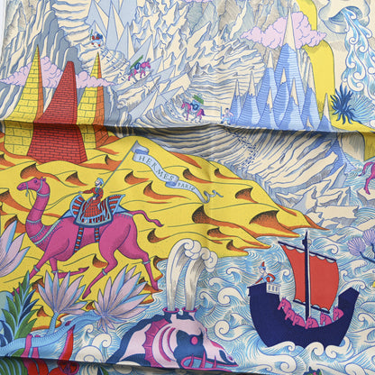 Hermes Silk Cosmographia Universalis Scarf 90 Turquoise Jaune Rose 2 of 5