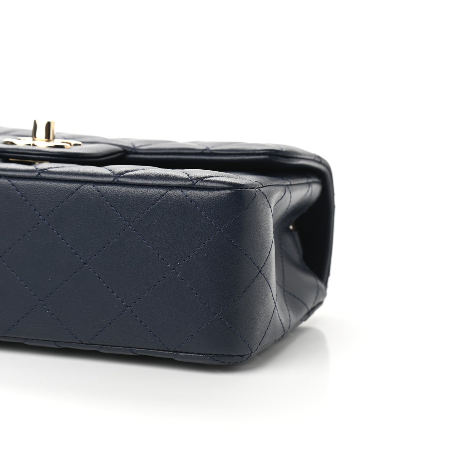 Lambskin Quilted Mini Rectangular Flap Dark Blue