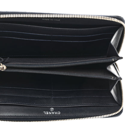 Chanel Patent Quilted Zip Around Wallet Navy 5 of 8