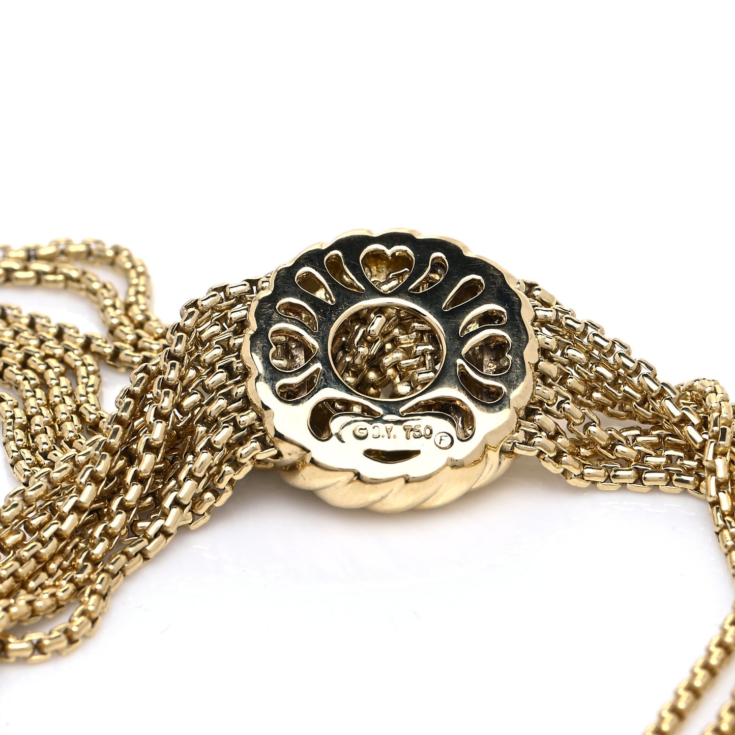 18K Yellow Gold Diamond Multi Box Chain Tassel Bracelet