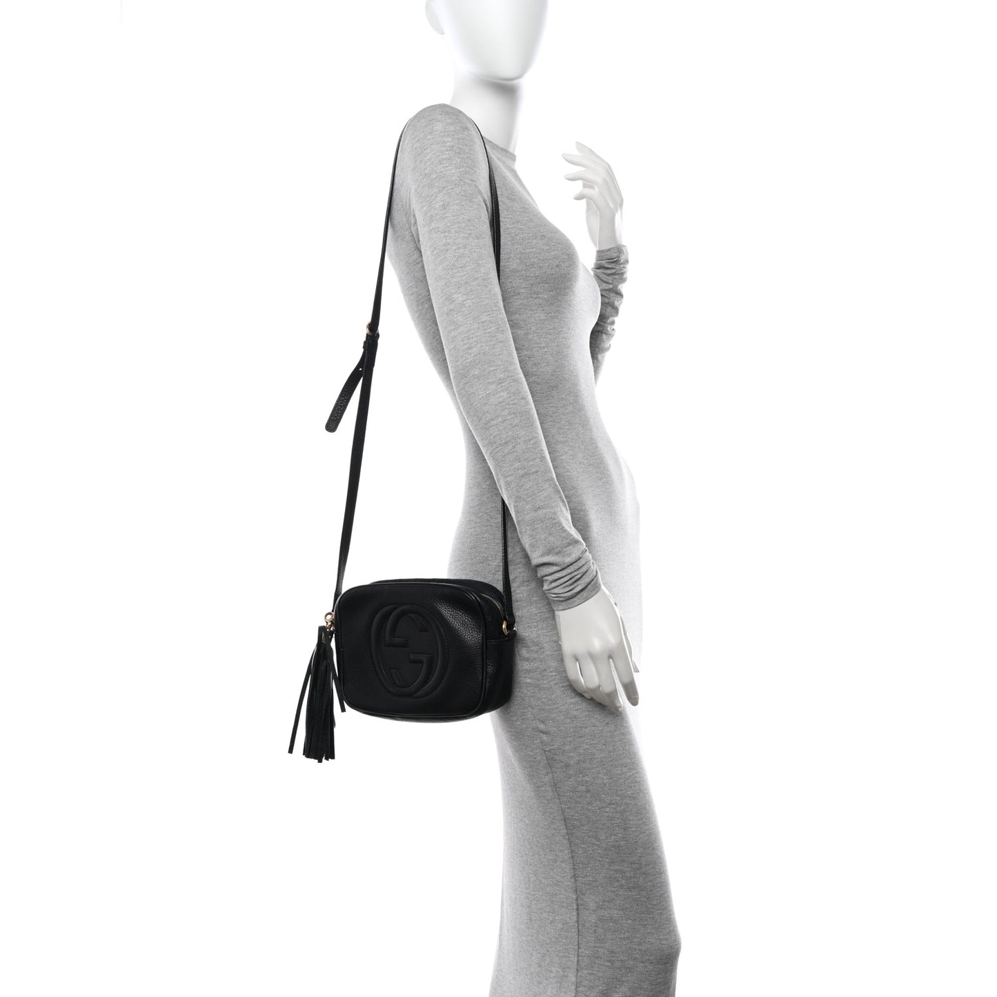 Pebbled Calfskin Small Soho Disco Bag Black