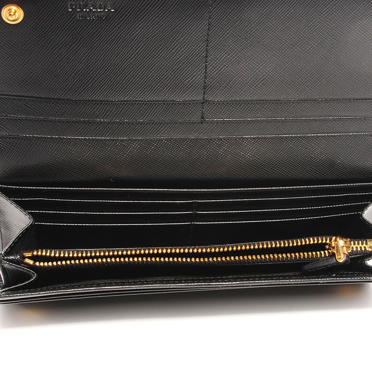 Prada Saffiano Metal Continental Flap Wallet Nero Black 11 of 12
