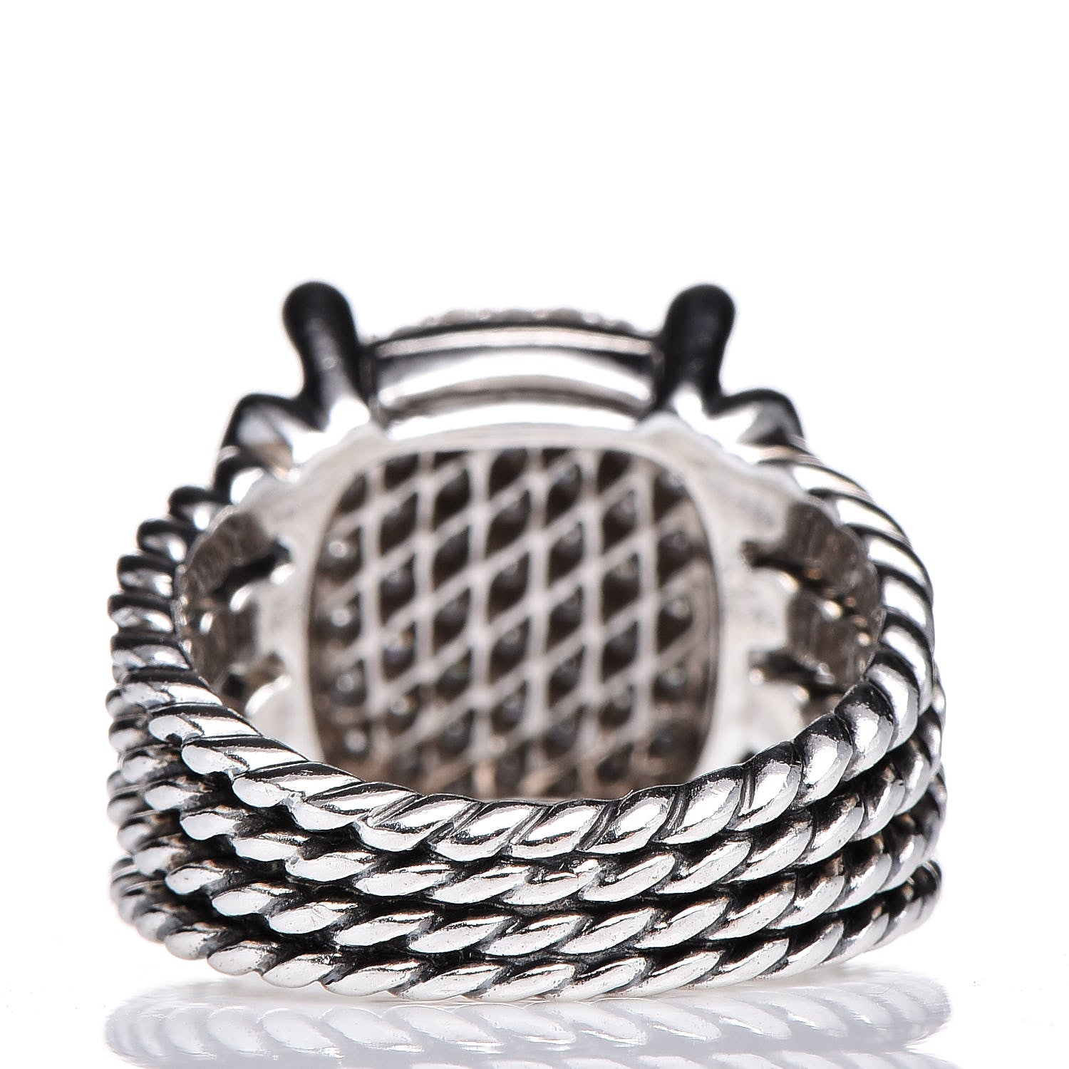David Yurman Sterling Silver Diamond 16mm Wheaton Ring 57 8 4 of 5