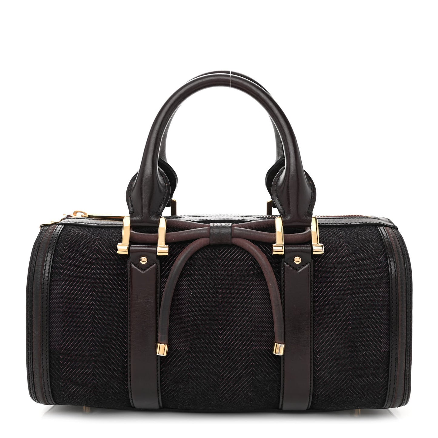 Prorsum Jacquard Tweed Medium Barrel Bag Dark Brown