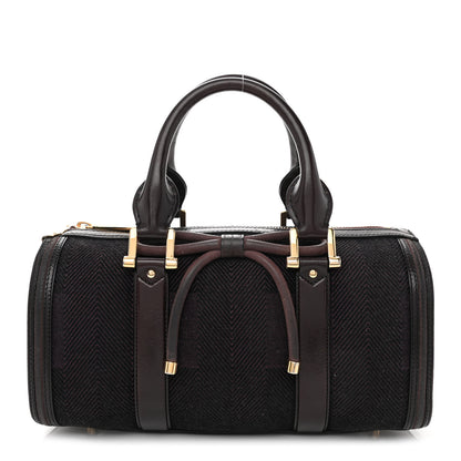 Burberry Prorsum Jacquard Tweed Medium Barrel Bag Dark Brown 1 of 10