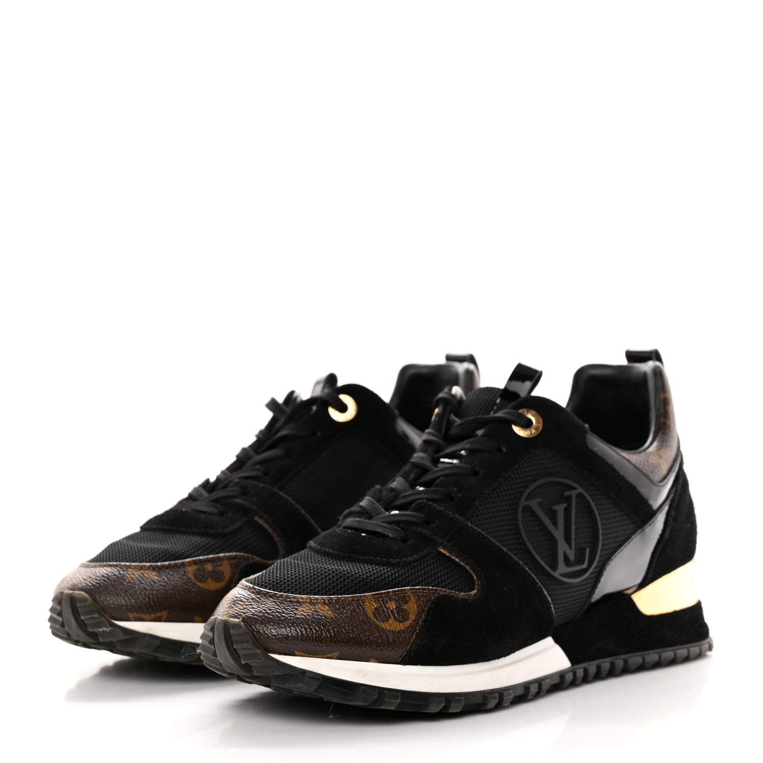 Louis Vuitton Suede Monogram Run Away Sneakers 37.5 Black 3 of 12