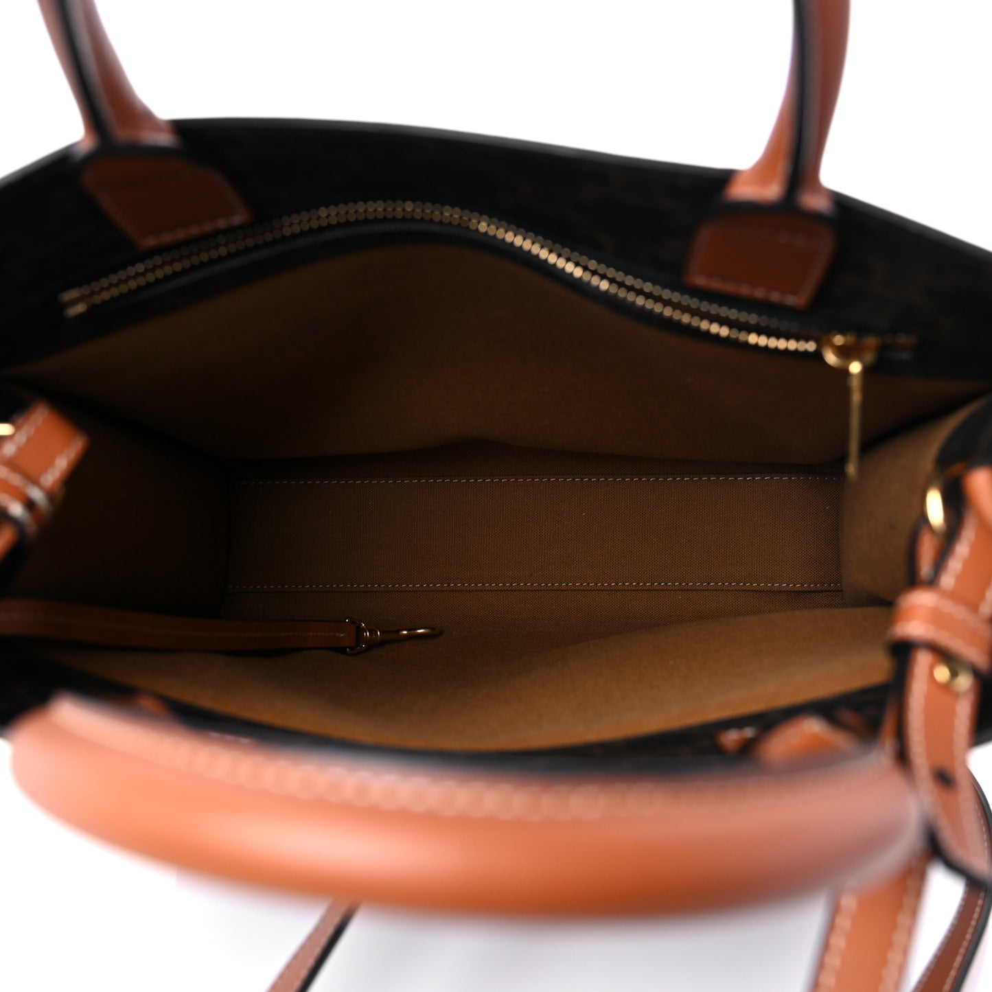 Triomphe Canvas Calfskin Small Vertical Cabas Tan