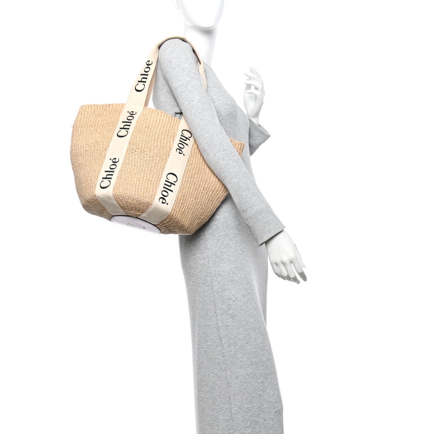 Raffia Large Woody Tote White