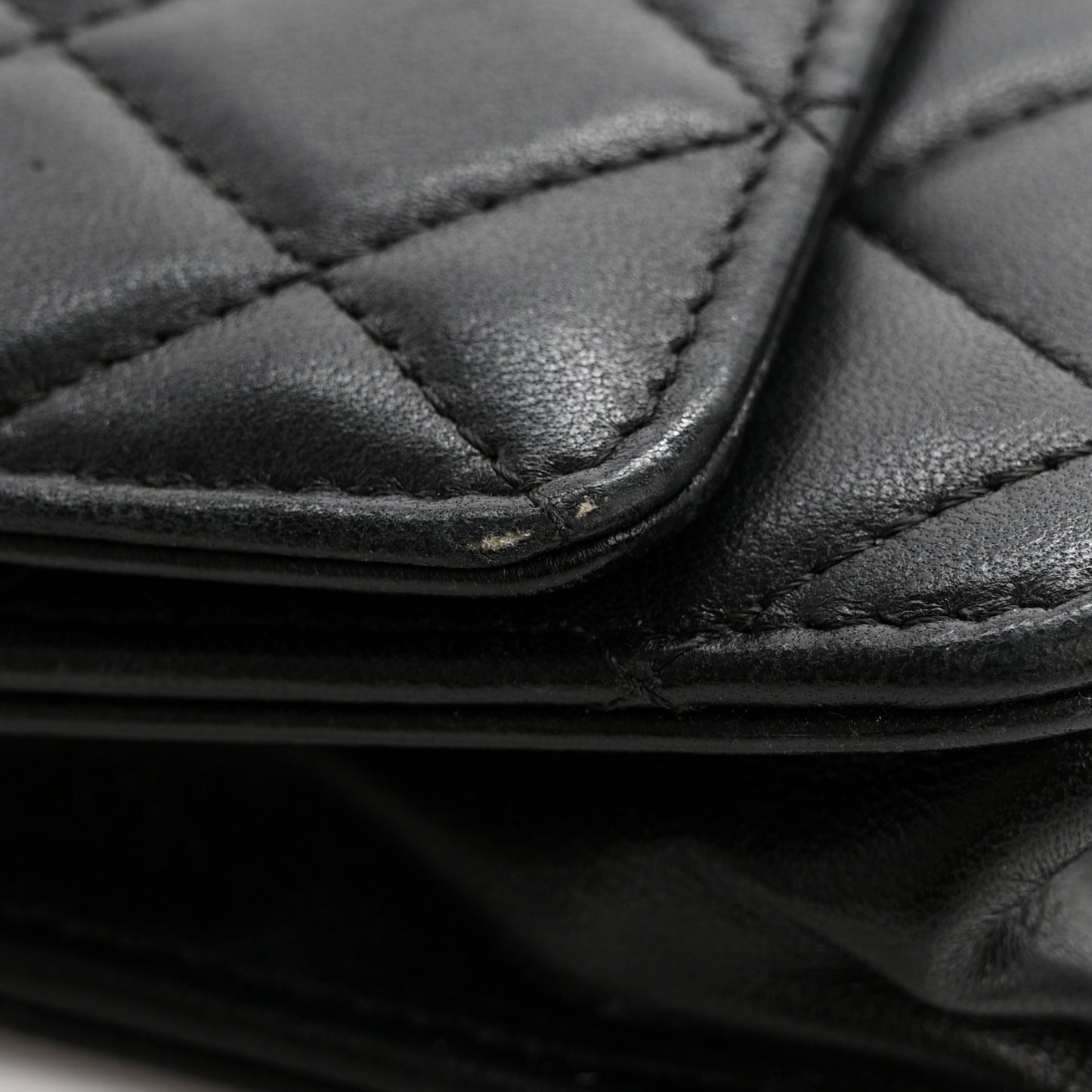 Lambskin Quilted Trendy CC Wallet On Chain WOC Black