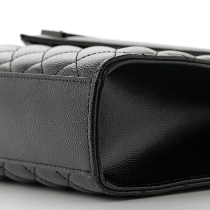Saint Laurent Grain De Poudre Textured Mixed Matelasse Large Triquilt Monogram Monochrome Satchel Black 9 of 9
