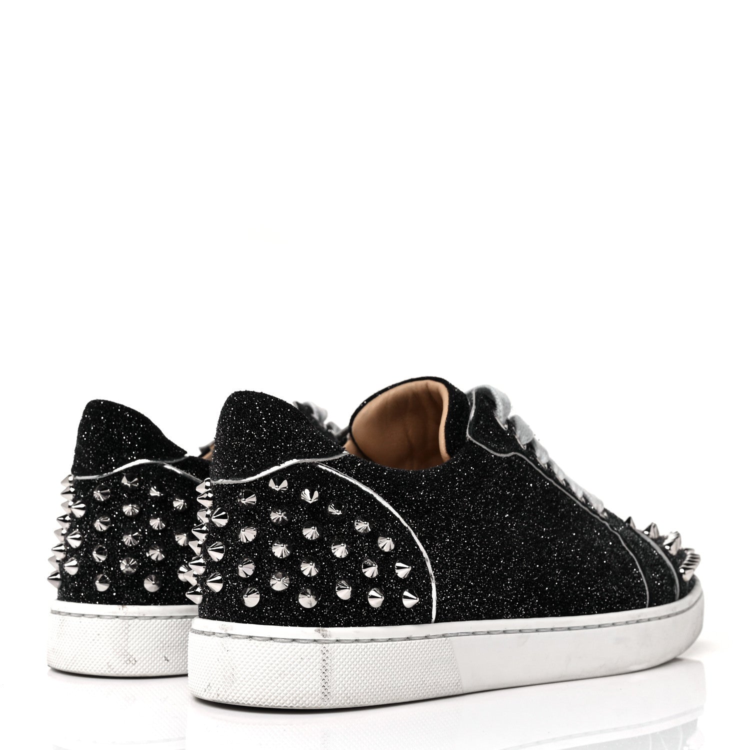 Christian Louboutin Crosta CometeSpikes Womens Vieira 2 Flat Crosta Comete Sneakers 37 Black Silver 4 of 9