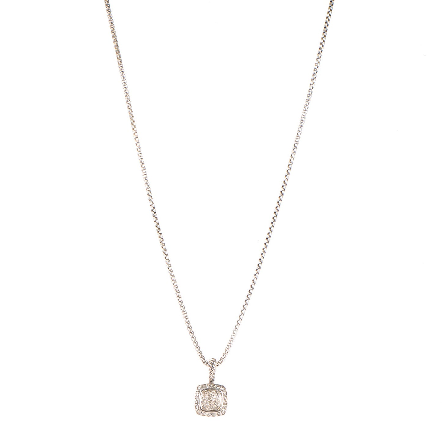 Sterling Silver Diamond 7mm Petite Albion Pendant Necklace