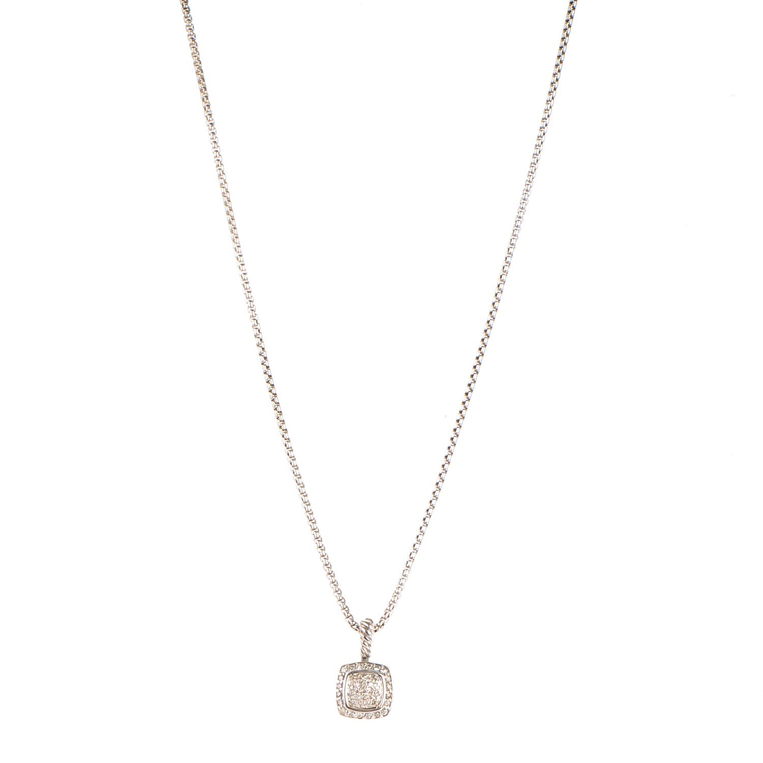 David Yurman Sterling Silver Diamond 7mm Petite Albion Pendant Necklace 1 of 4