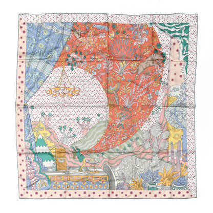Hermes Silk Le Premier Chant Scarf 90 Abricot Ciel Vert 1 of 5