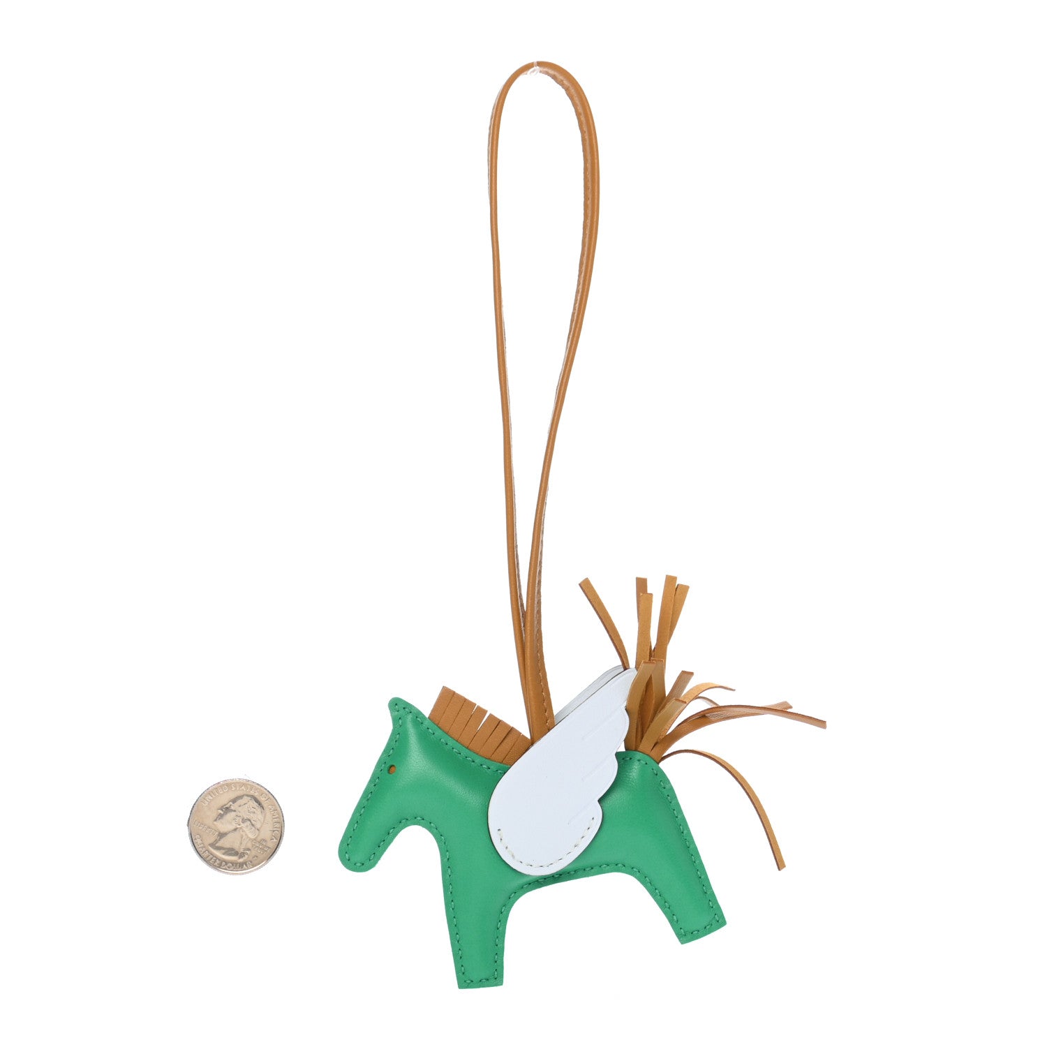Hermes Milo Lambskin Grigri Rodeo Pegase Horse Bag Charm PM Menthe Sesame Bleu Brume 2 of 5