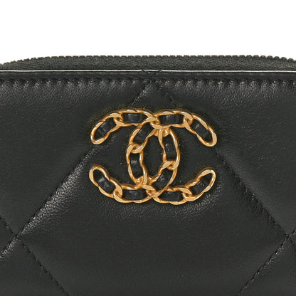 Chanel Lambskin Quilted Chanel 19 Zip Around Coin Purse Wallet Black 8 of 8