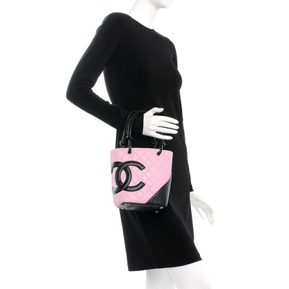 Chanel Calfskin Quilted Small Cambon Tote Pink Black 2 of 8