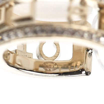 Chanel Metal Crystal Bow-tiful CC Hoop Earrings Gold 4 of 5