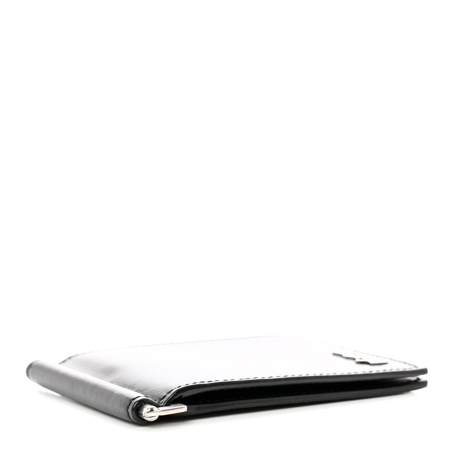 Shiny Calfskin Tiny Cassandre Bill Clip Wallet Black