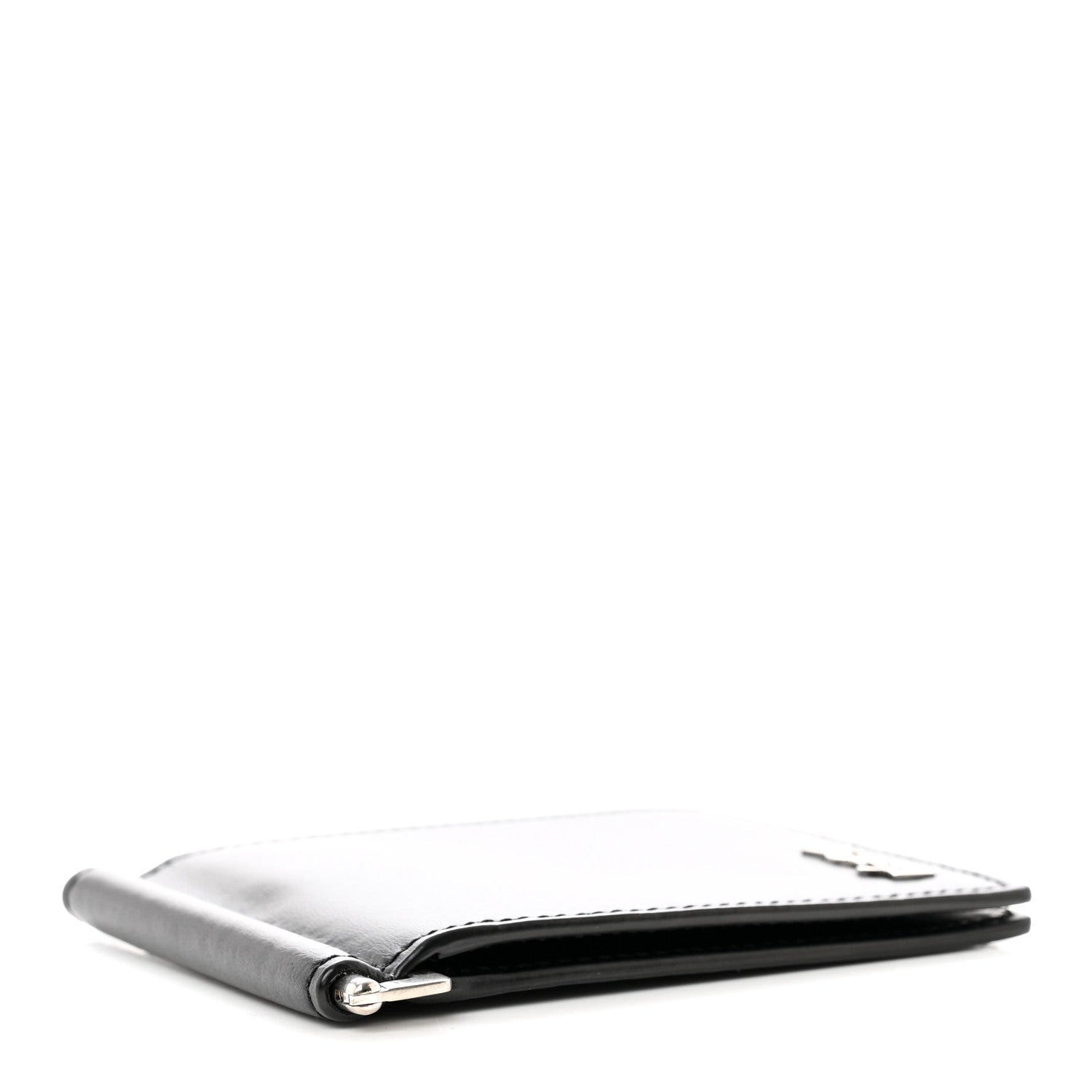 Saint Laurent Shiny Calfskin Tiny Cassandre Bill Clip Wallet Black 4 of 7