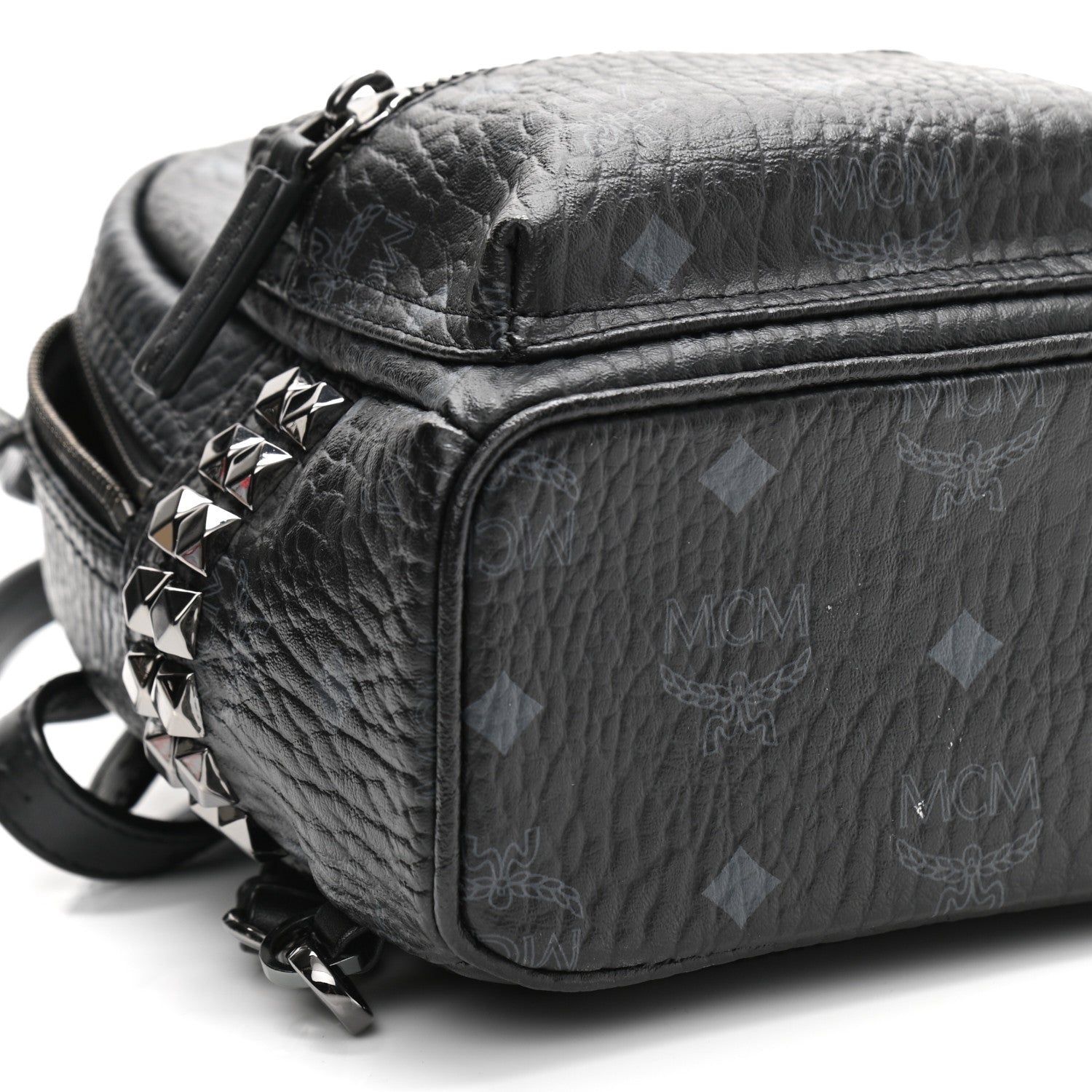 MCM Visetos Side Stud X-Mini Stark Bebe Boo Backpack Black 9 of 13