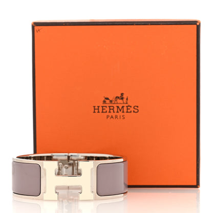 Hermes Enamel Wide Clic Clac H Bracelet PM Etoupe White 5 of 5