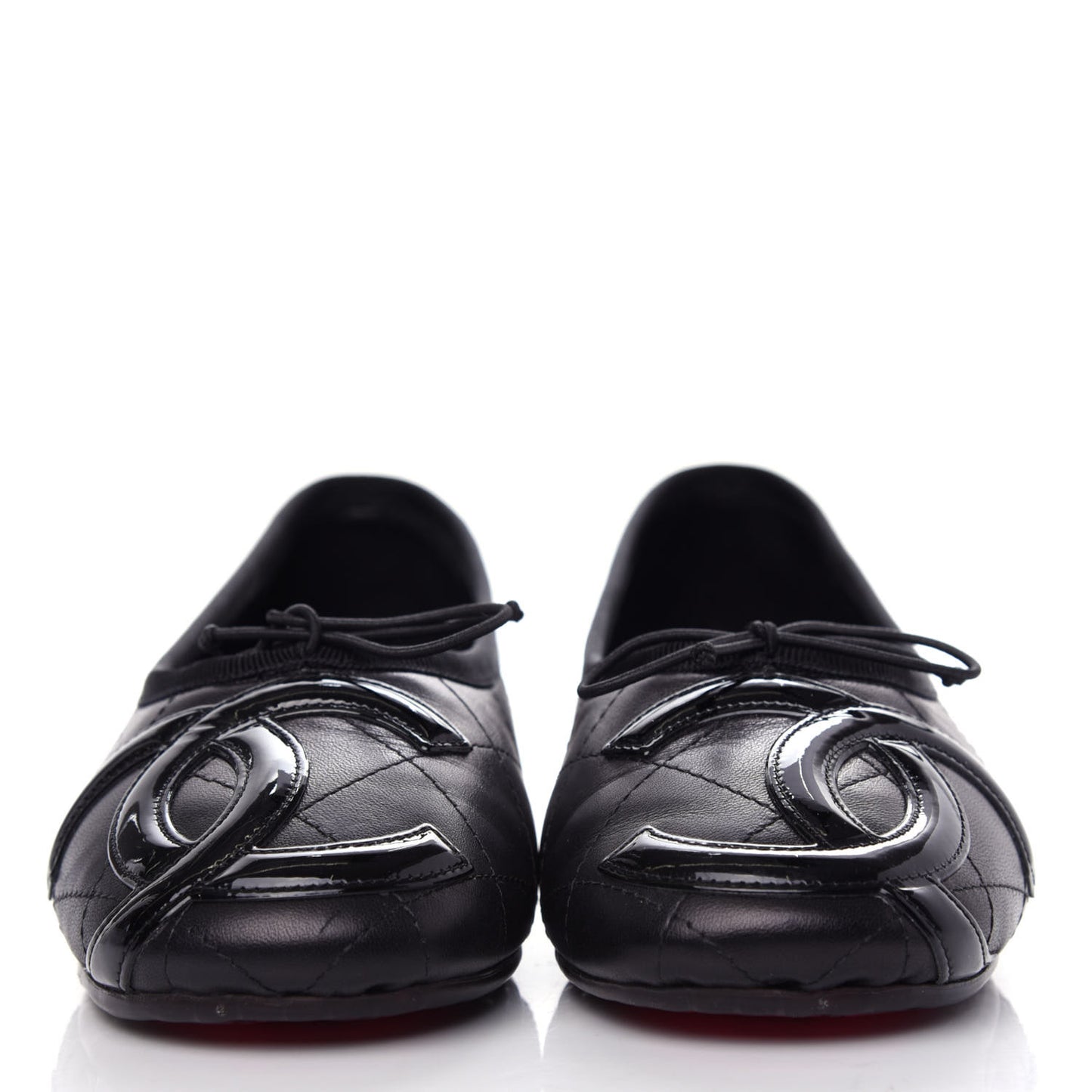 Lambskin Quilted Cambon Ballerina Flats 35.5 Black