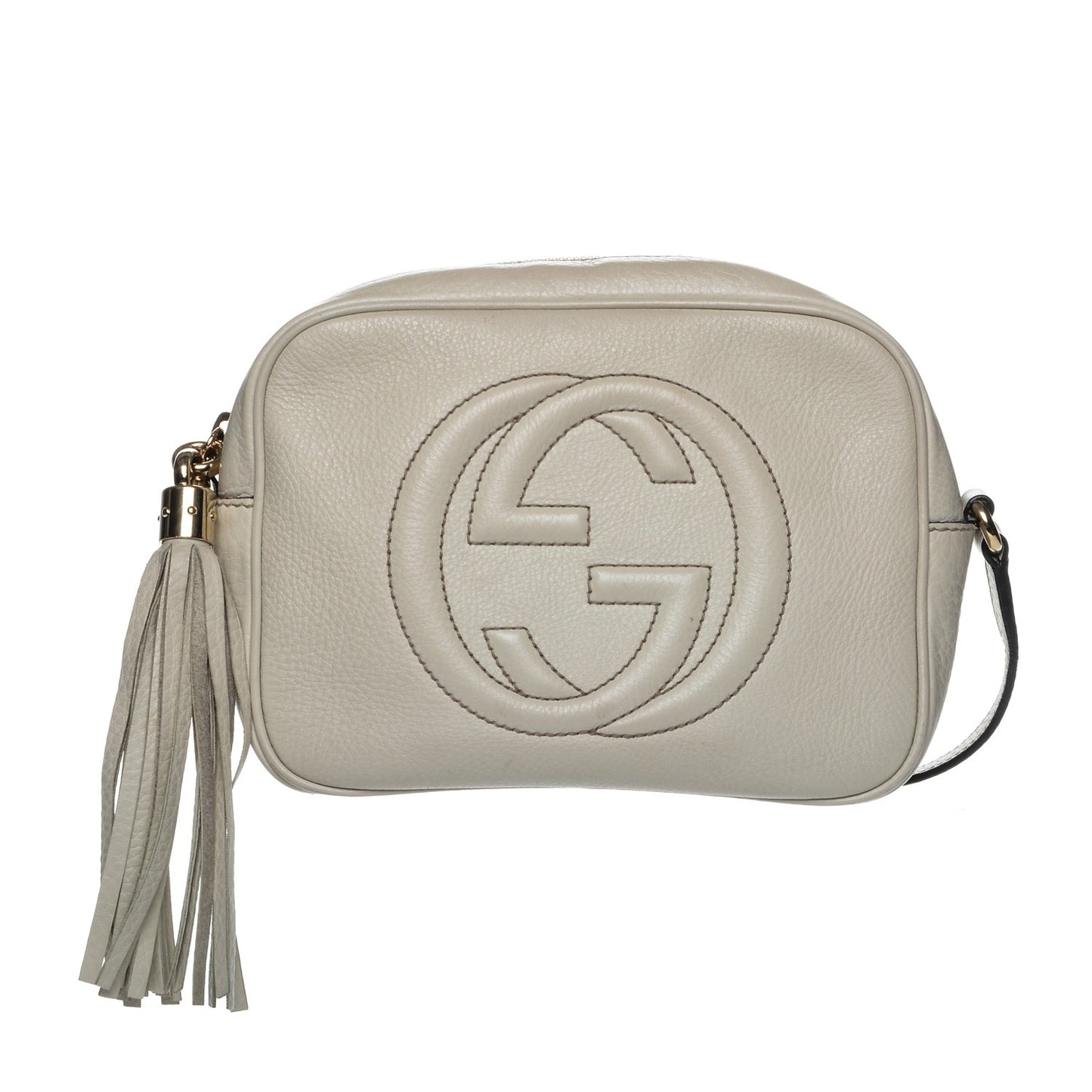 Pebbled Calfskin Small Soho Disco Bag Off White