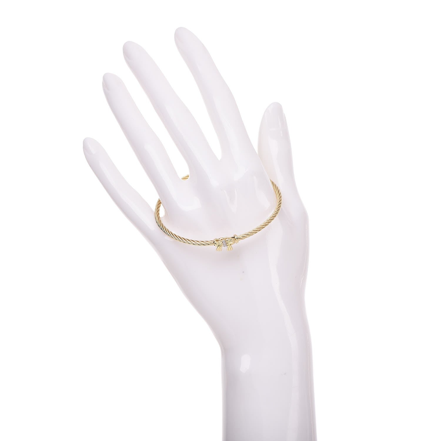 David Yurman 18K Yellow Gold Diamond Bow Cable Collectibles Bracelet 2 of 5