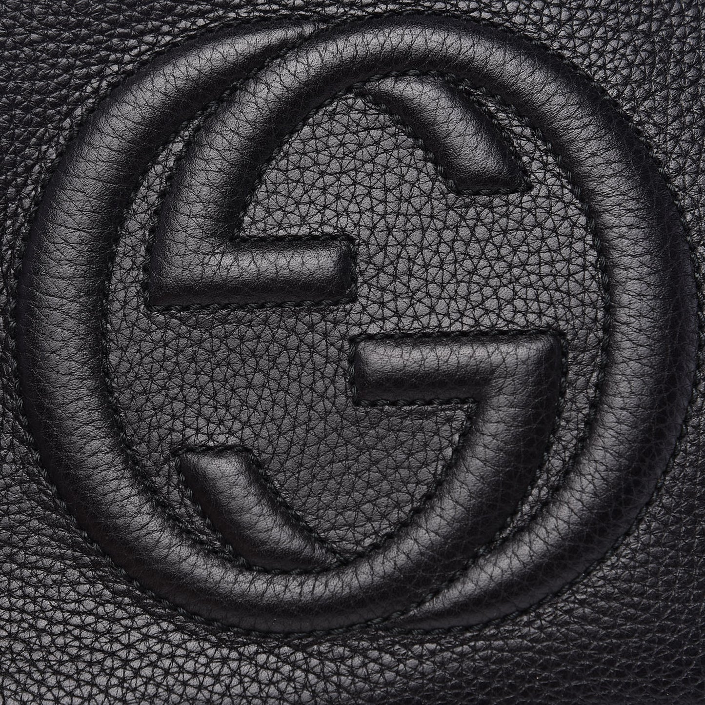 Pebbled Calfskin Small Soho Disco Bag Black