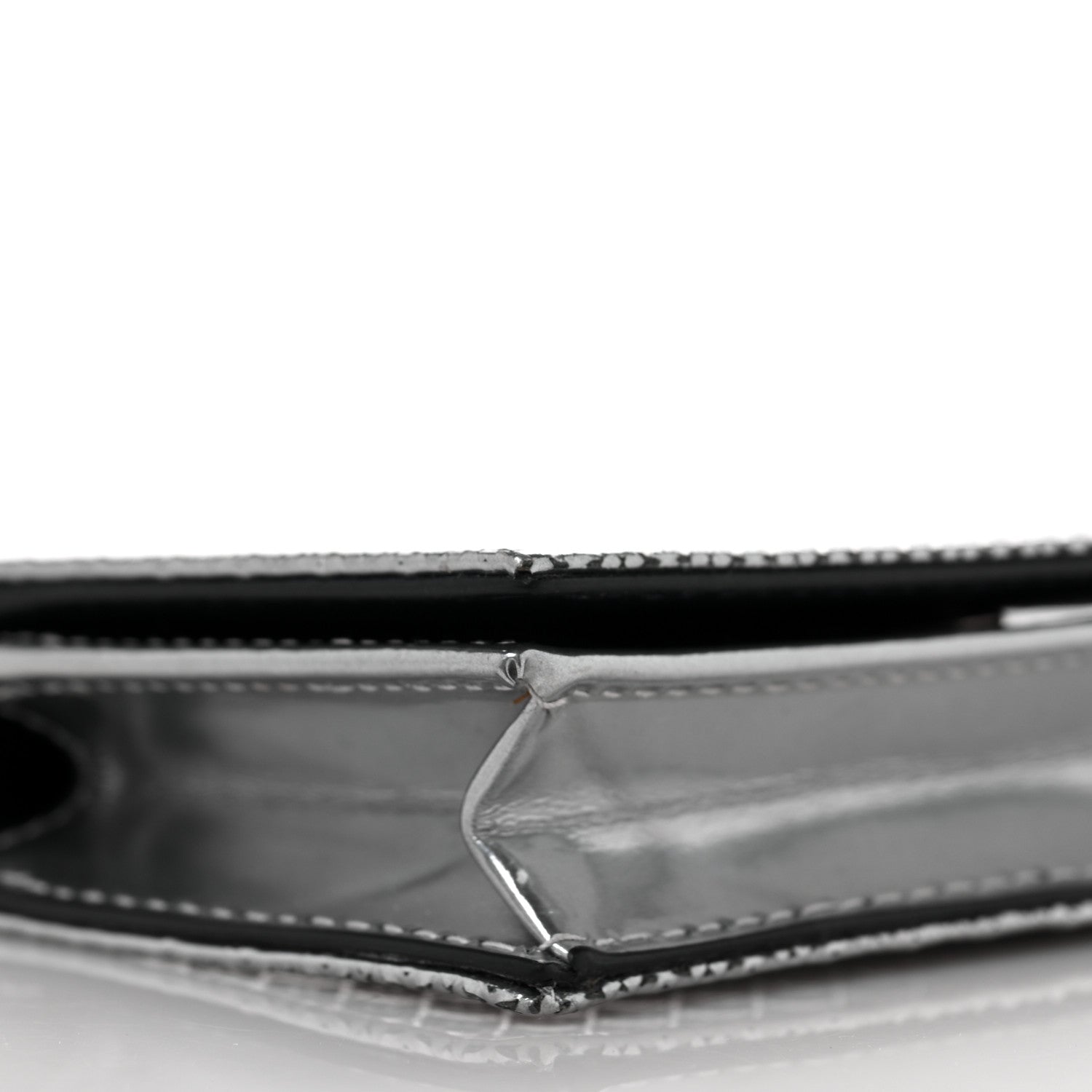 Christian Dior Metallic Patent Micro-Cannage Lady Dior Card Holder Silver 8 of 9